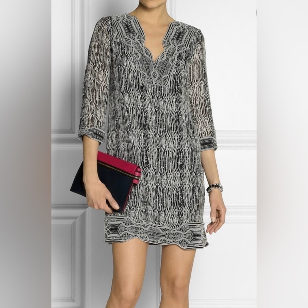 Diane Von Furstenberg DVF Women’s Lexie Black Grey Patterned Cocktail Mini Dress